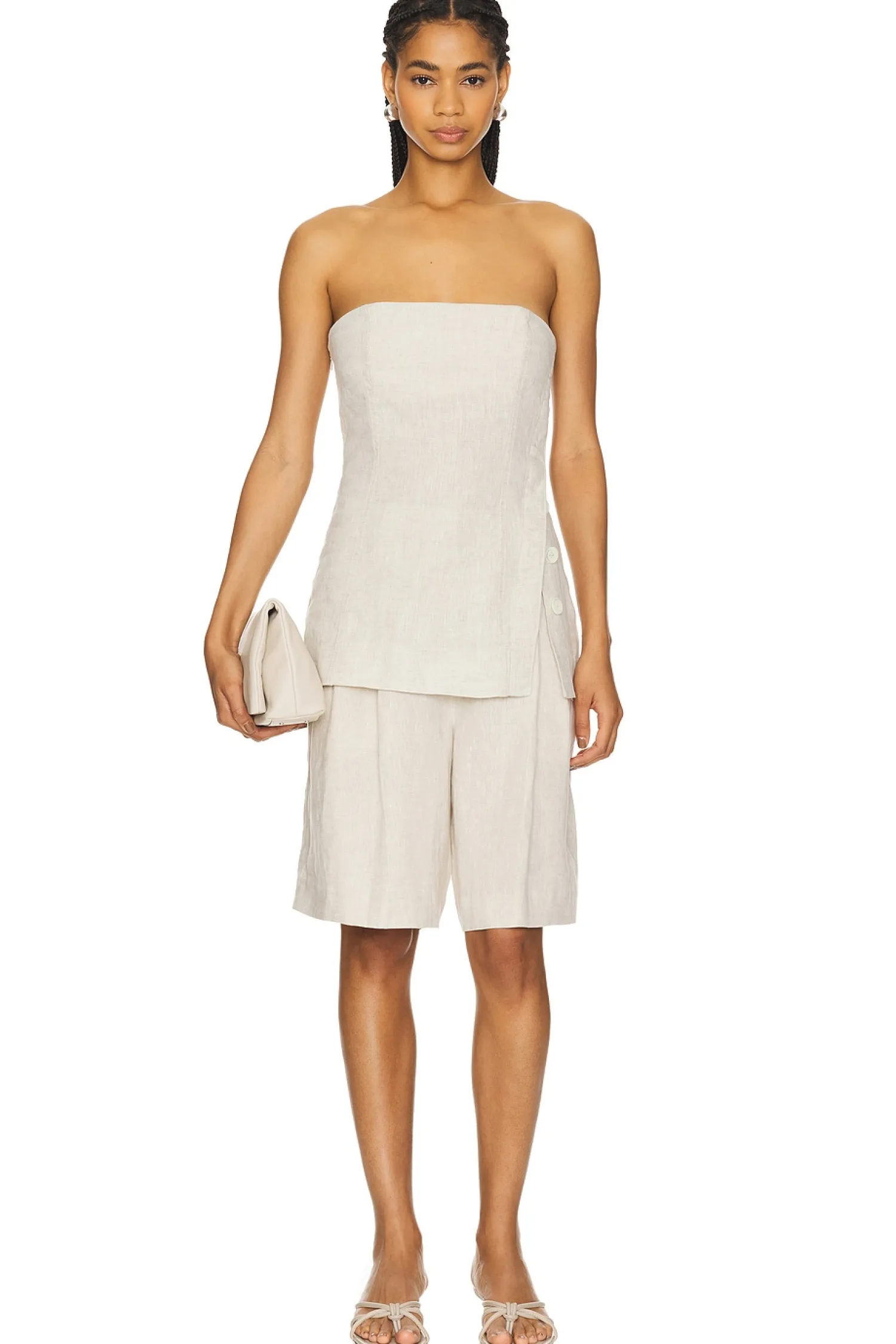 Women GRLFRND Matching Sets>Linen Bermuda Shorts