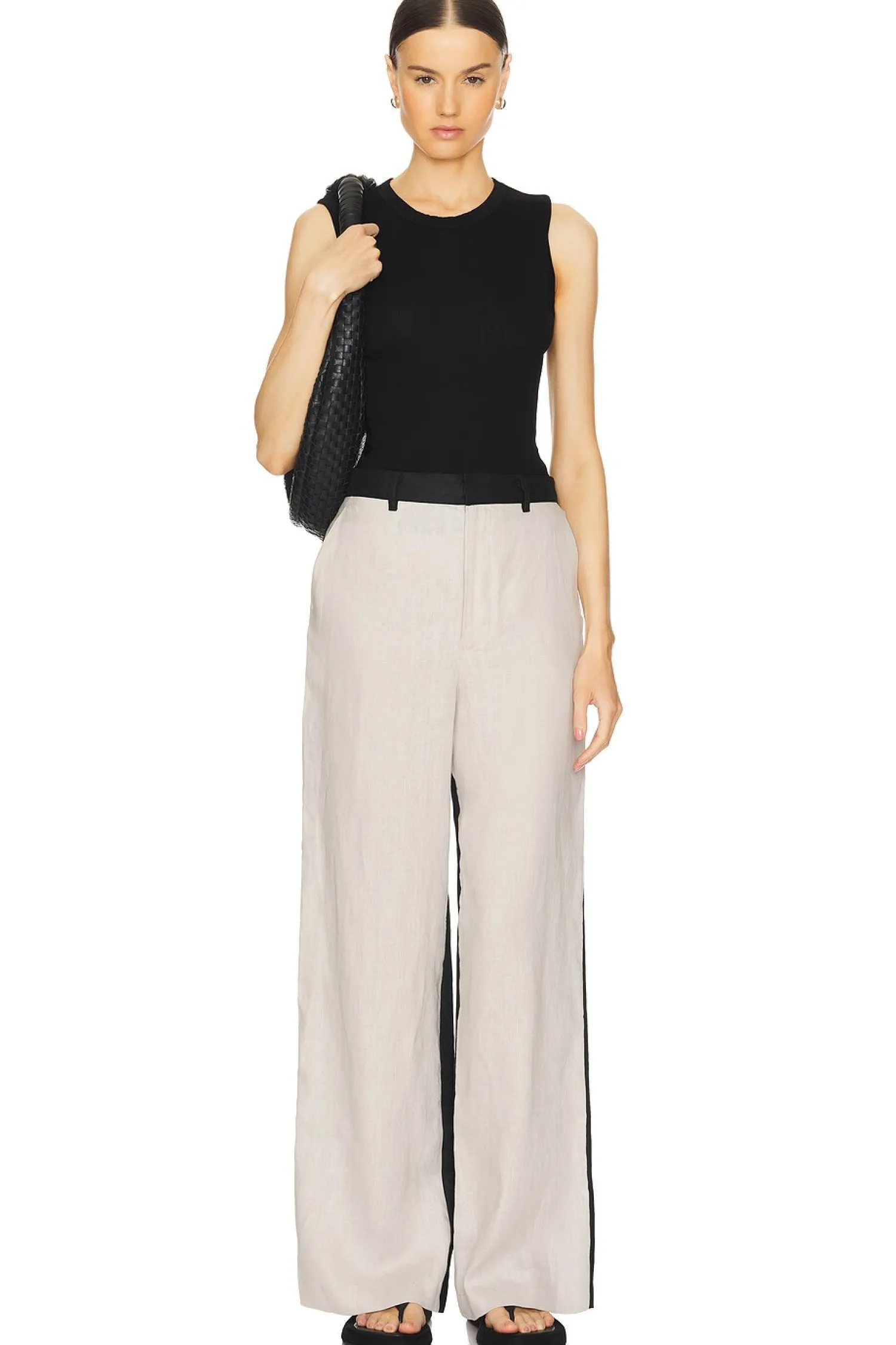 Women Enza Costa Pants>Linen Colorblock Trouser