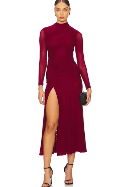 Women Bardot Dresses>Liyana Ruched Mesh Dress