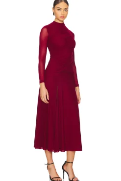 Women Bardot Dresses>Liyana Ruched Mesh Dress