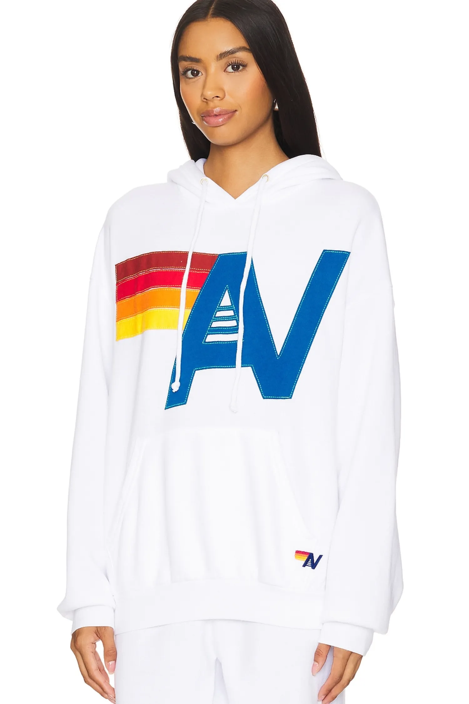 Women Aviator Nation Loungewear>Logo Stitch Pullover Hoodie