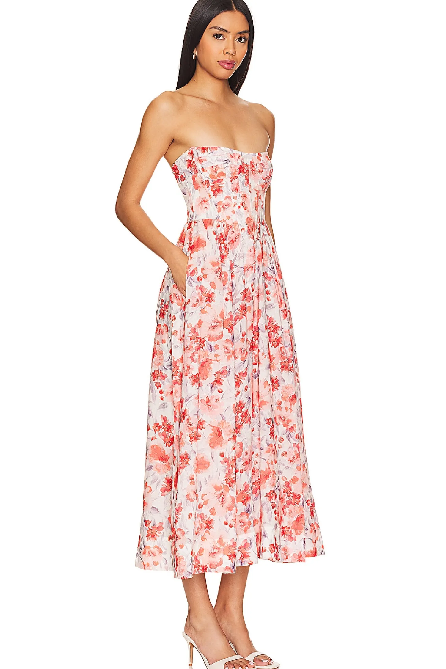 Women Bardot Dresses>Lola Corset Midi Dress