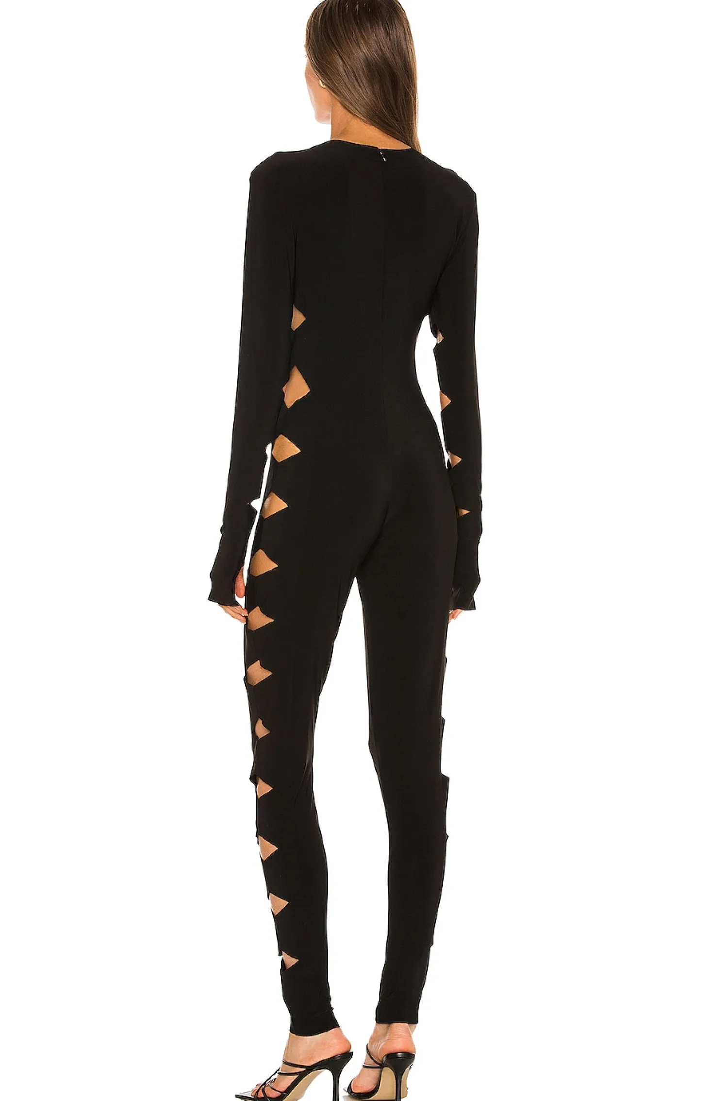 Women Norma Kamali Jumpsuits>Long Sleeve Crew Neck Alligator Catsuit