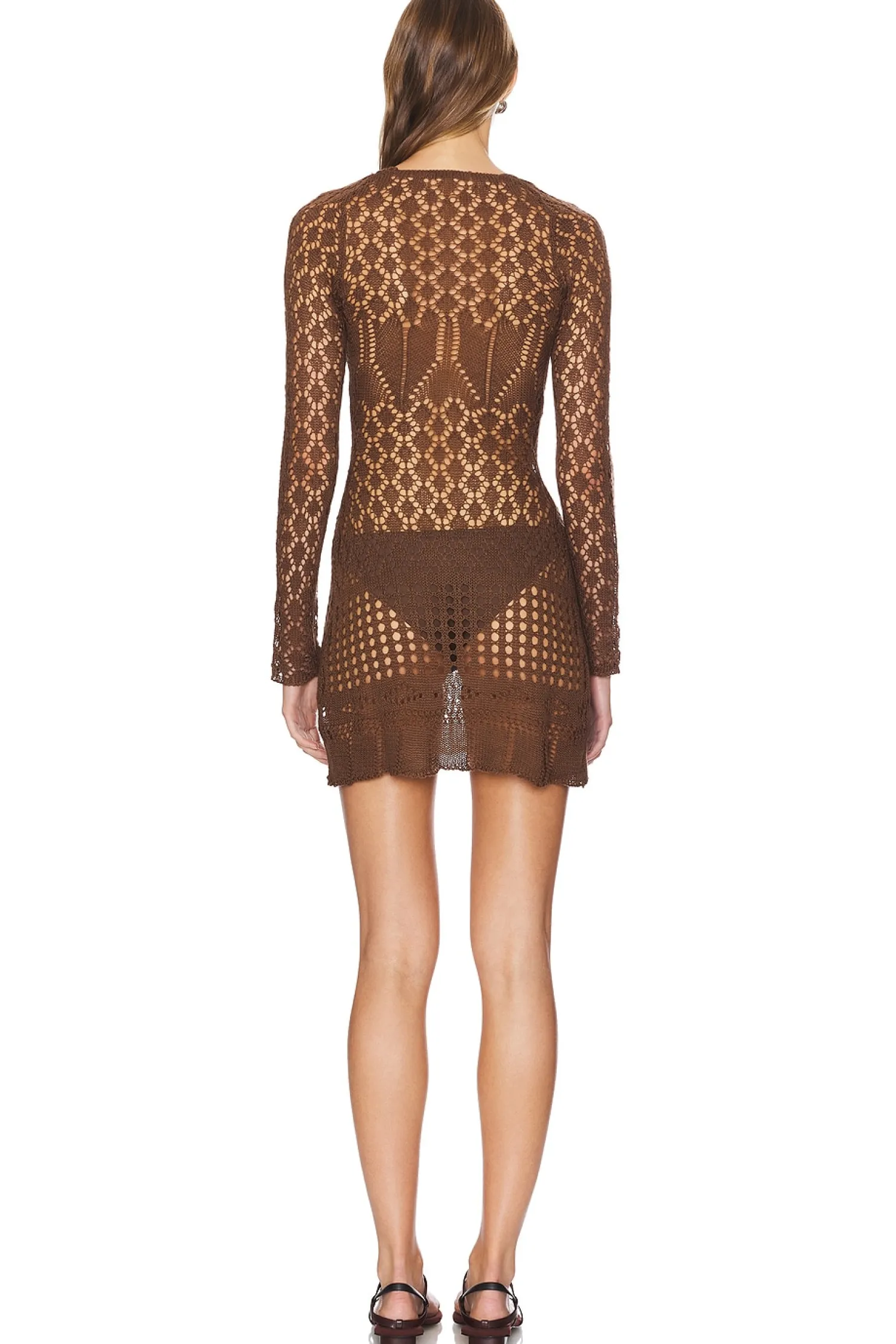 Women SNDYS Dresses>Long Sleeve Crochet Mini Dress