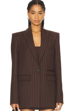 Women Alex Perry Jackets & Coats>Lurex Pinstripe Single Breasted Oversize Blazer