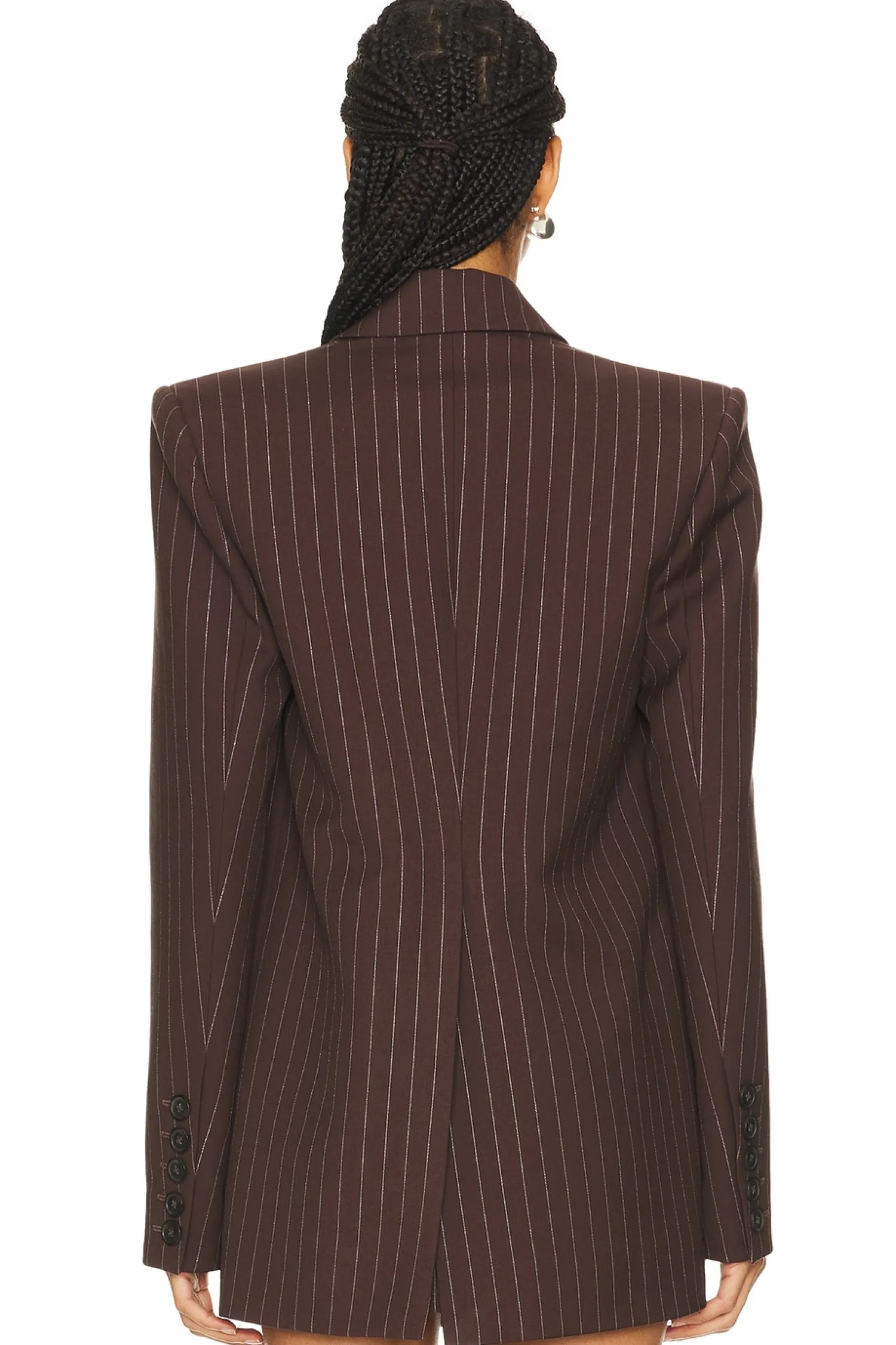 Women Alex Perry Jackets & Coats>Lurex Pinstripe Single Breasted Oversize Blazer