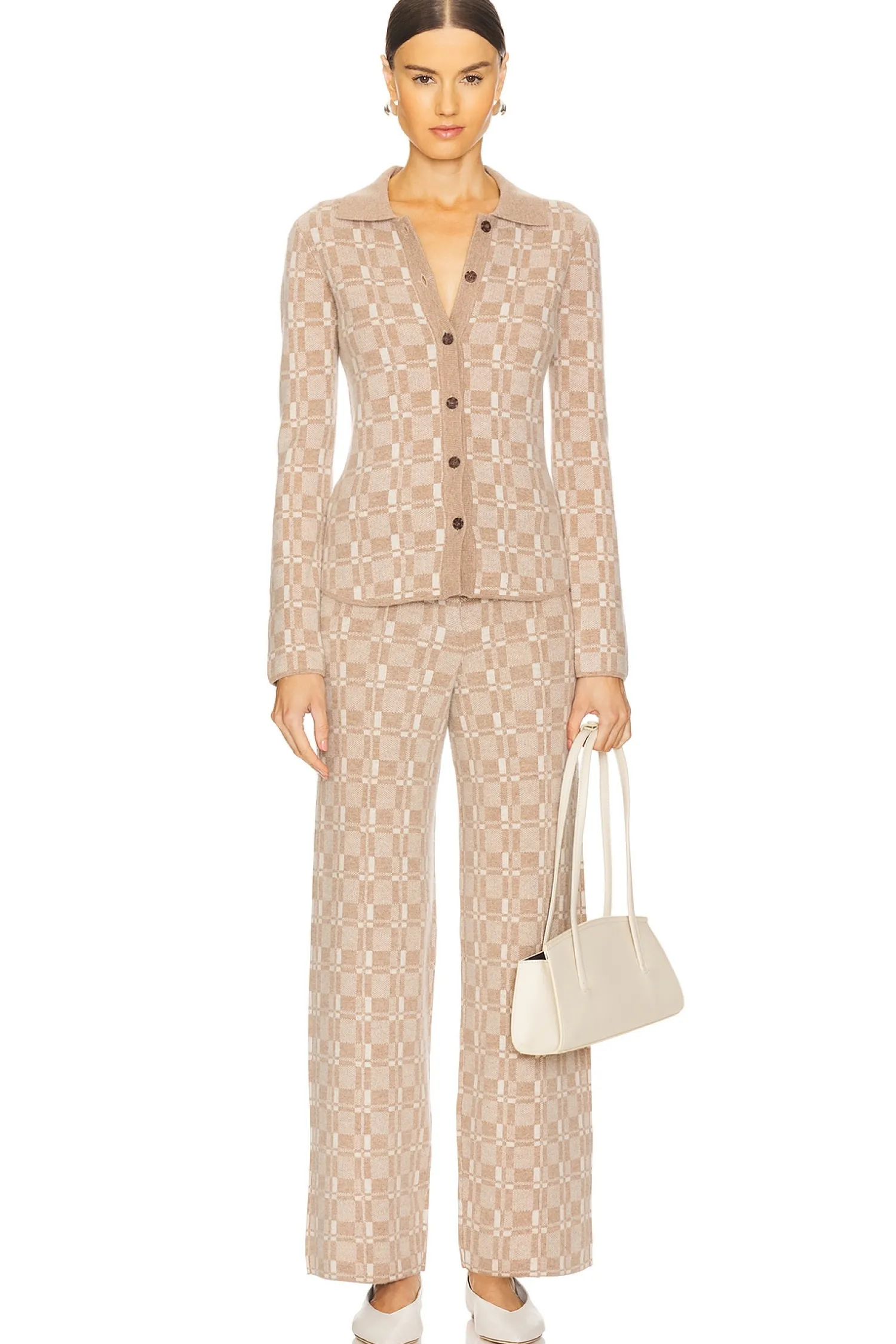 Women NAADAM Matching Sets>Luxe Plaid Jacquard Wide Leg Trouser