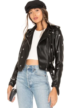 Women superdown Jackets & Coats>Lydia Embroidered Moto Jacket