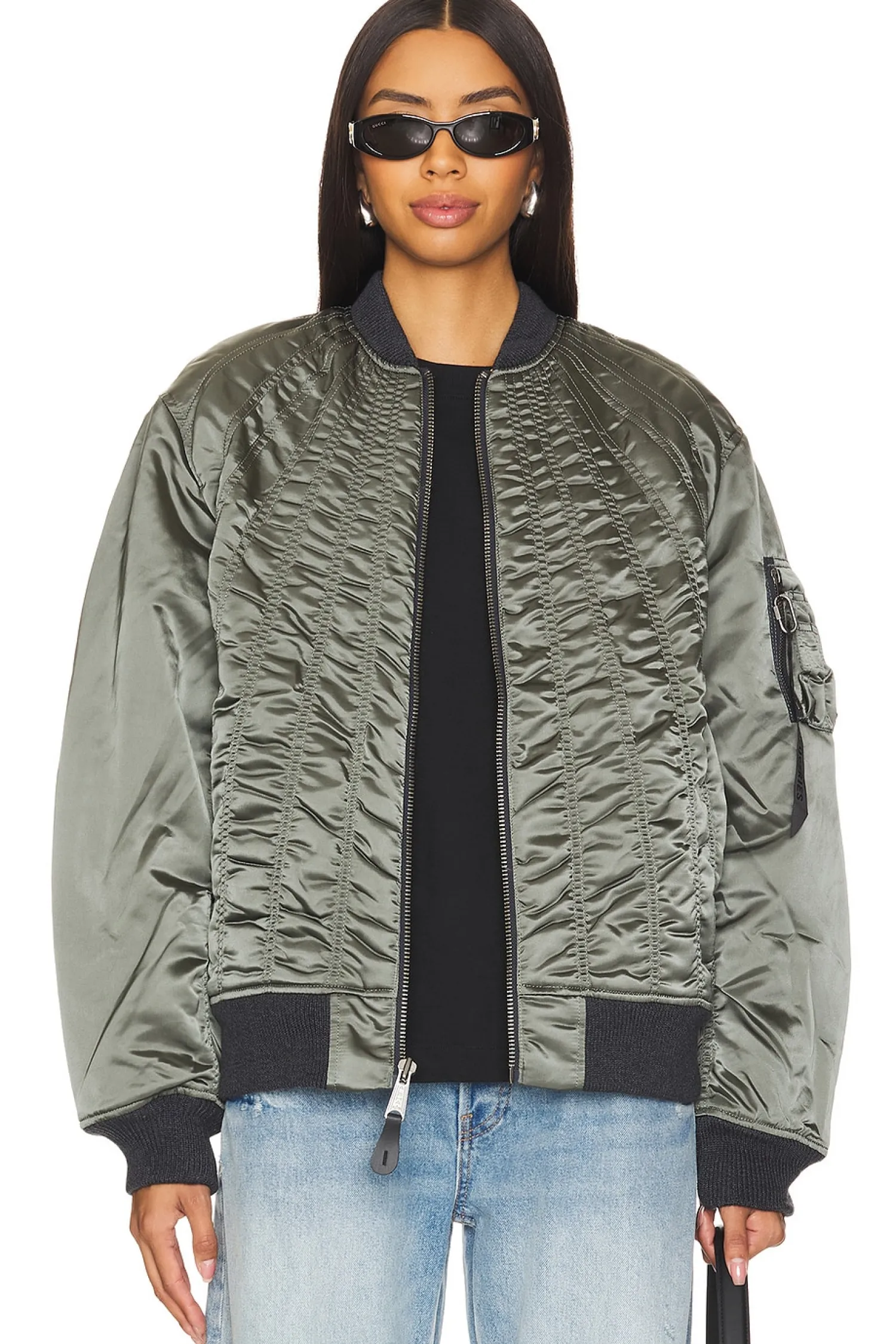 Women ALPHA INDUSTRIES Jackets & Coats>Ma-1 Shirring Flight Jacket