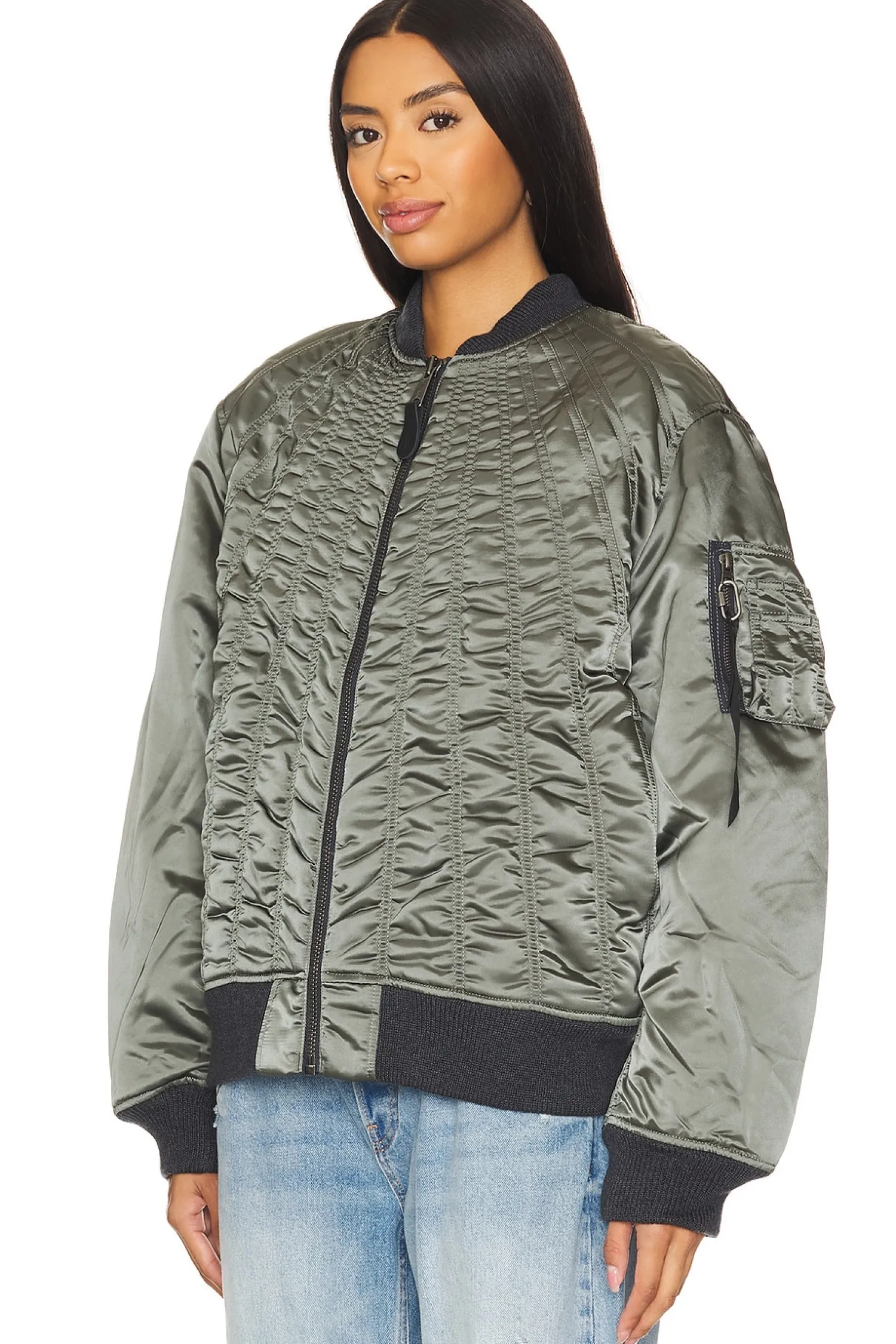 Women ALPHA INDUSTRIES Jackets & Coats>Ma-1 Shirring Flight Jacket