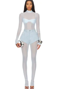 Women Lapointe Jumpsuits>Mesh Mock Neck Catsuit