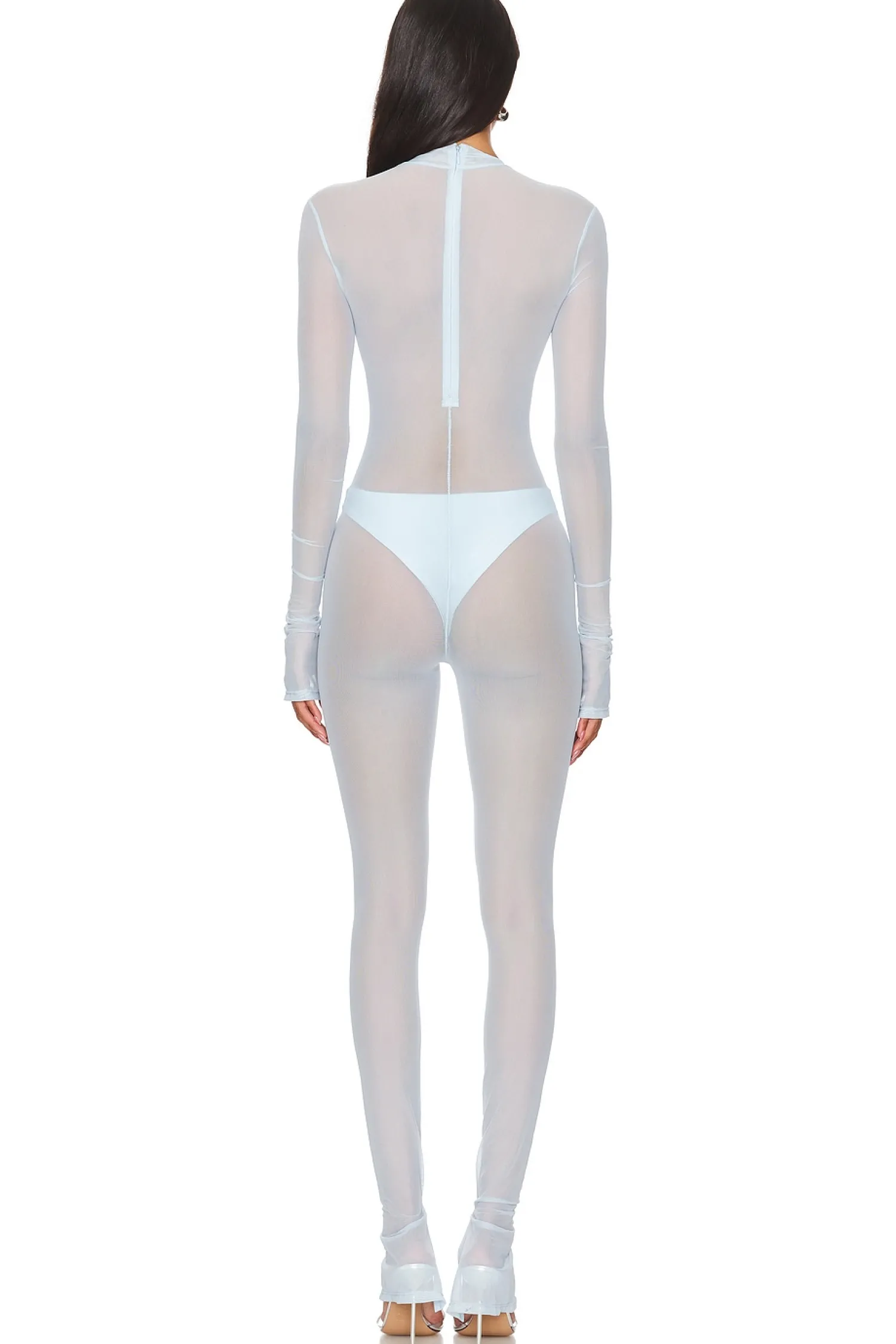 Women Lapointe Jumpsuits>Mesh Mock Neck Catsuit