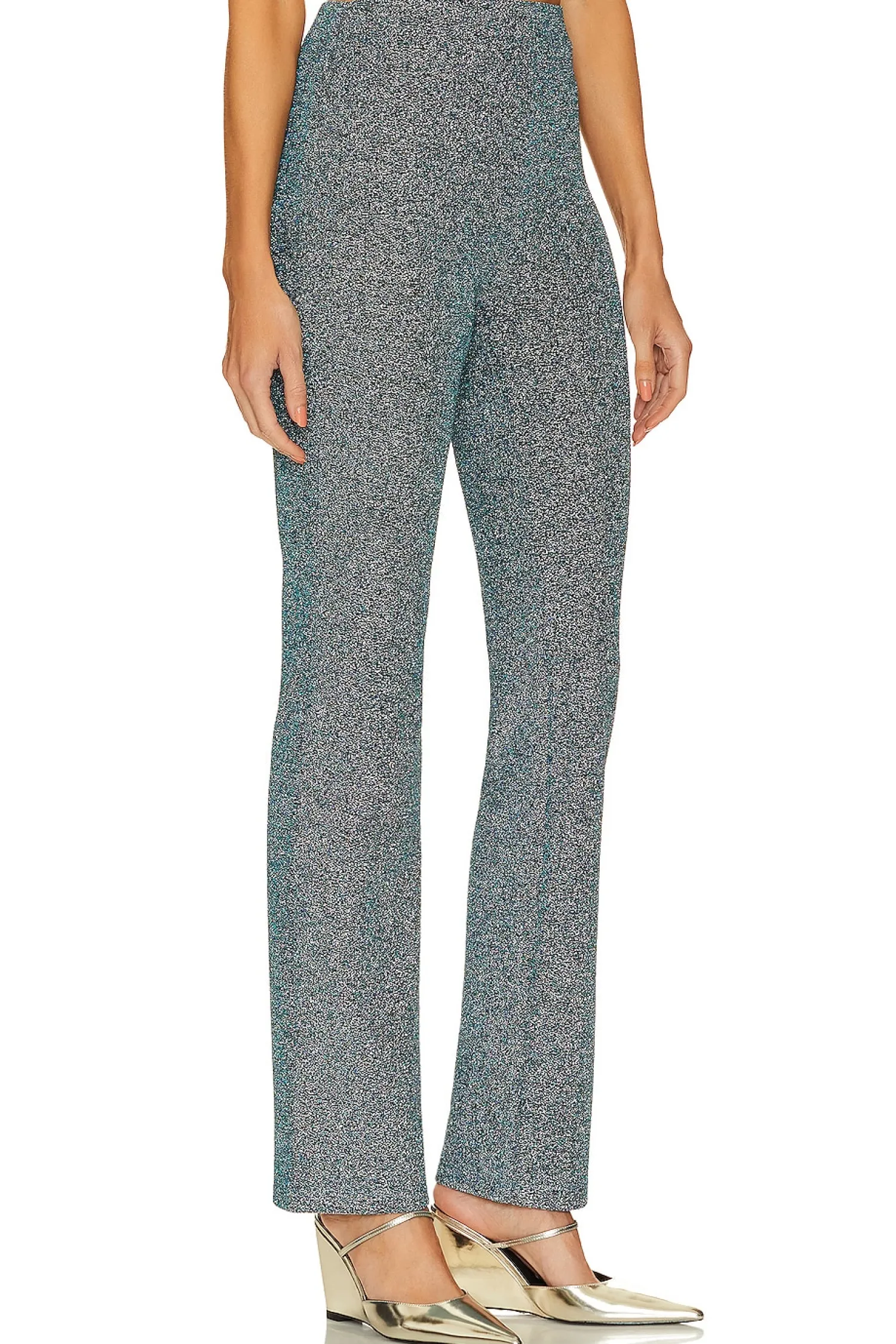 Women L'Academie Pants>Metallic Tie Knit Slim Pants