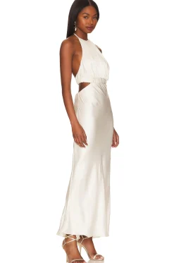 Women Shona Joy Dresses>Milo Ruched Open Back Halter Maxi Dress