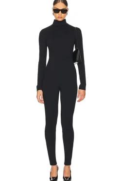 Women Susana Monaco Jumpsuits>Mock Neck Long Sleeve Jumpsuit