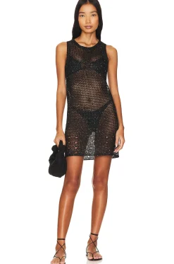 Women Line & Dot Dresses>Moonlight Crochet Mini Dress