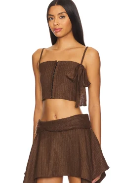 Women Zemeta Matching Sets>My Bow Pin Stripe Corset Top