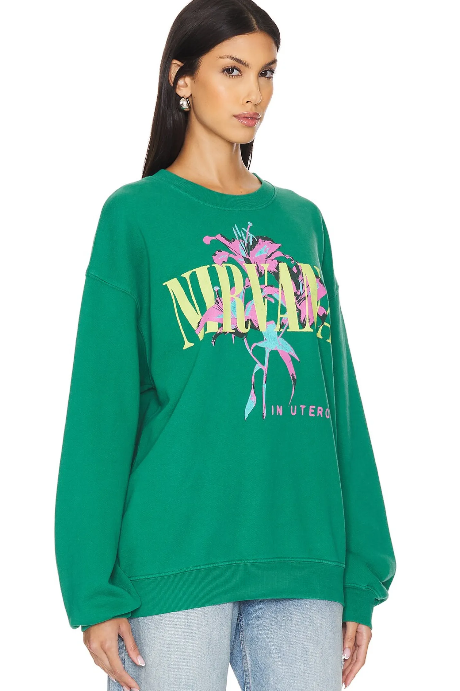 Women DAYDREAMER Loungewear>Nirvana Lilies Bf Crew Sweatshirt