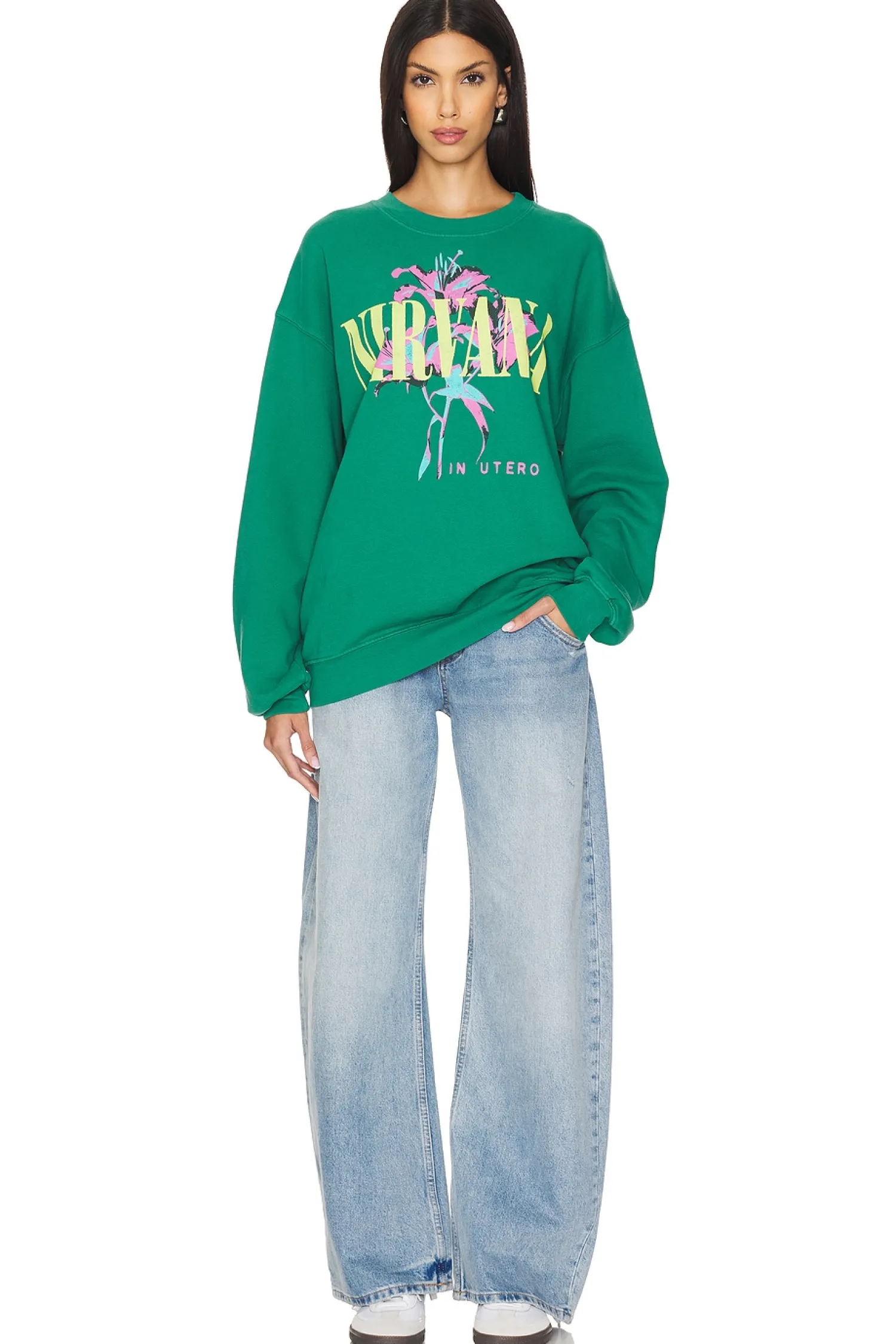 Women DAYDREAMER Loungewear>Nirvana Lilies Bf Crew Sweatshirt