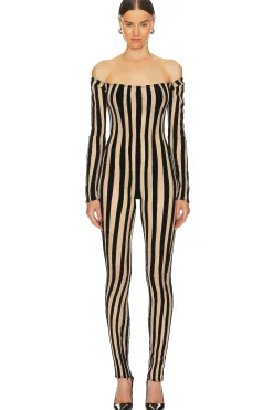 Women LaQuan Smith Jumpsuits>Off Shoulder Catsuit With Zipper Detail