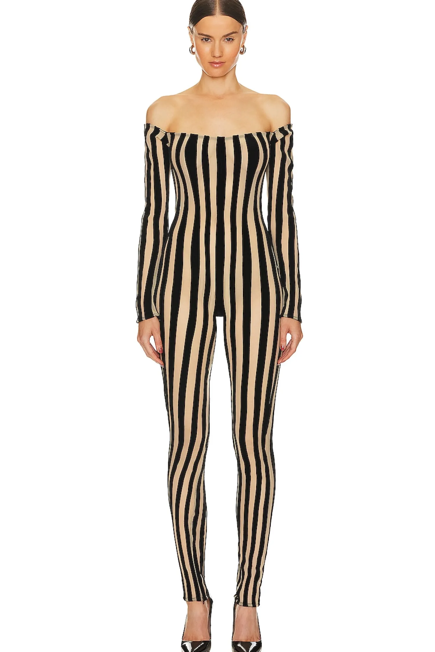 Women LaQuan Smith Jumpsuits>Off Shoulder Catsuit With Zipper Detail