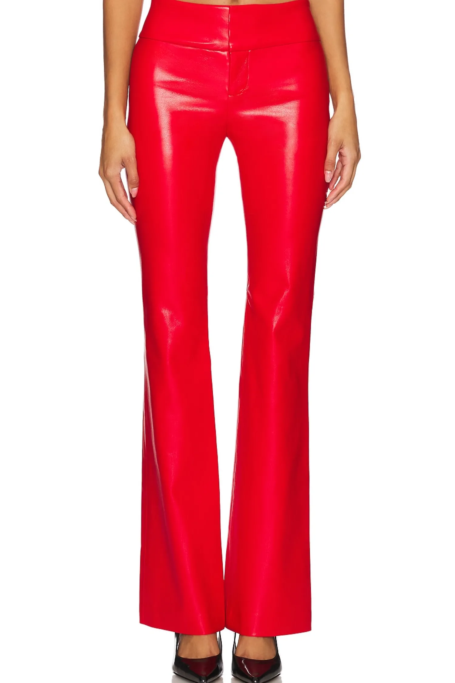Women Alice + Olivia Pants>Olivia Vegan Leather Side Slits Pant
