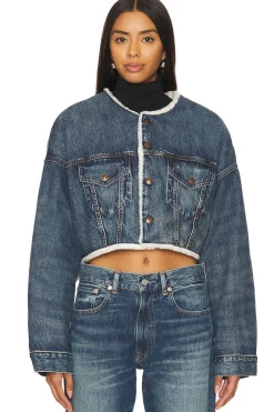 Women Denimist Jackets & Coats>Oversized Cropped Denim Jacket