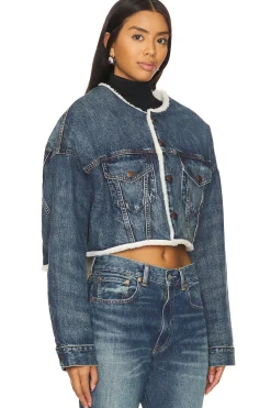 Women Denimist Jackets & Coats>Oversized Cropped Denim Jacket