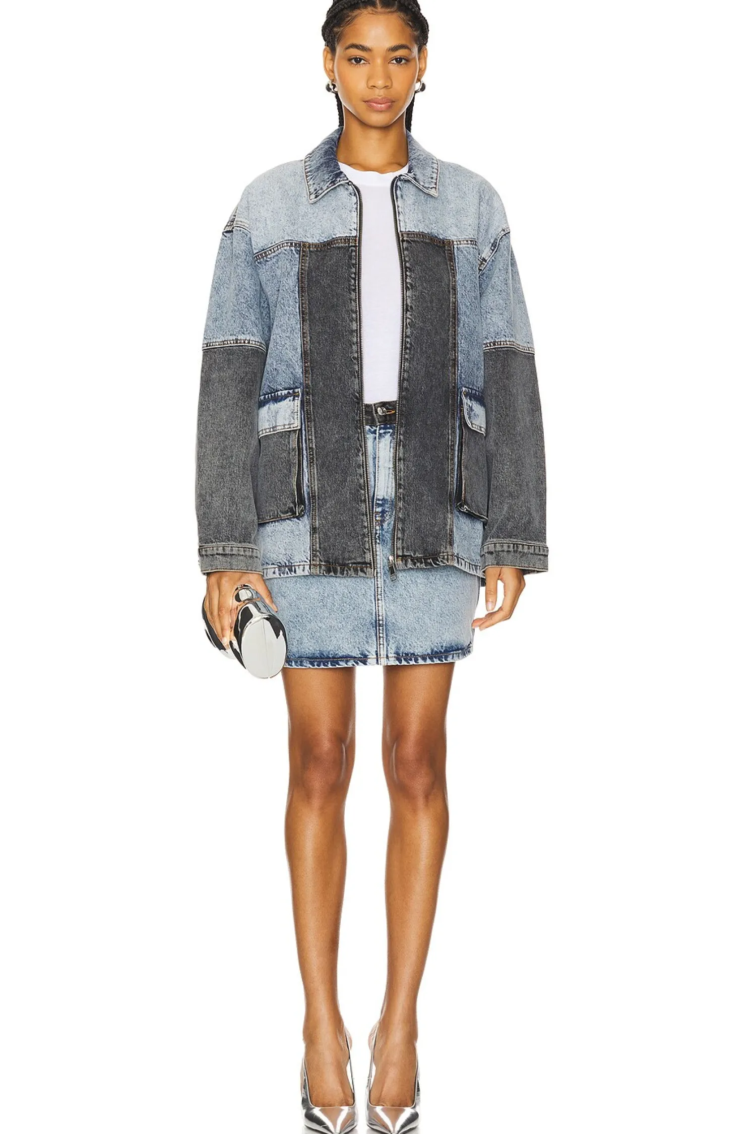 Women ROTATE Jackets & Coats>Oversized Patchwork Jacket