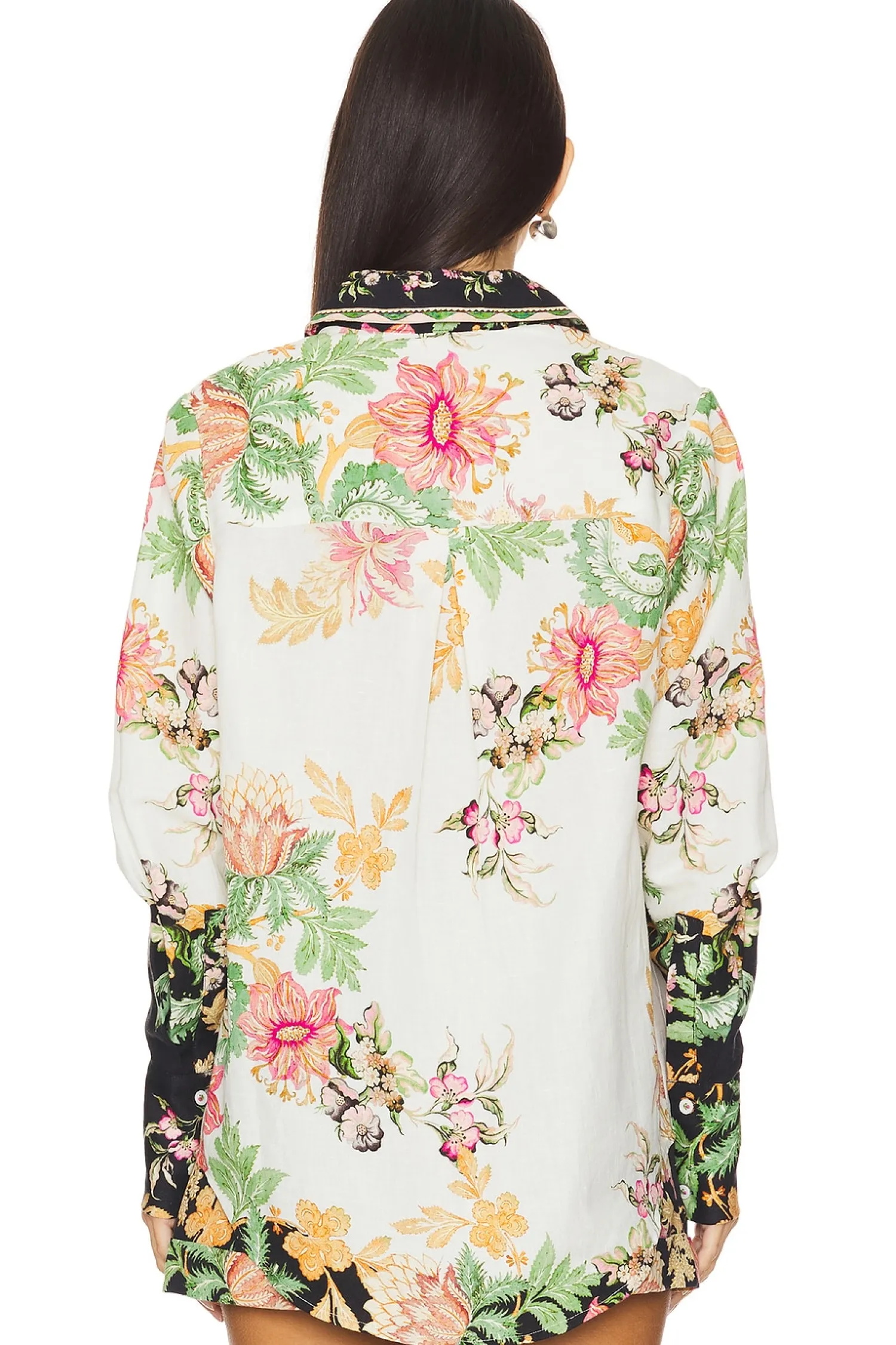 Women HEMANT AND NANDITA Matching Sets>Oversized Shirt With Hand Crafted Buttons