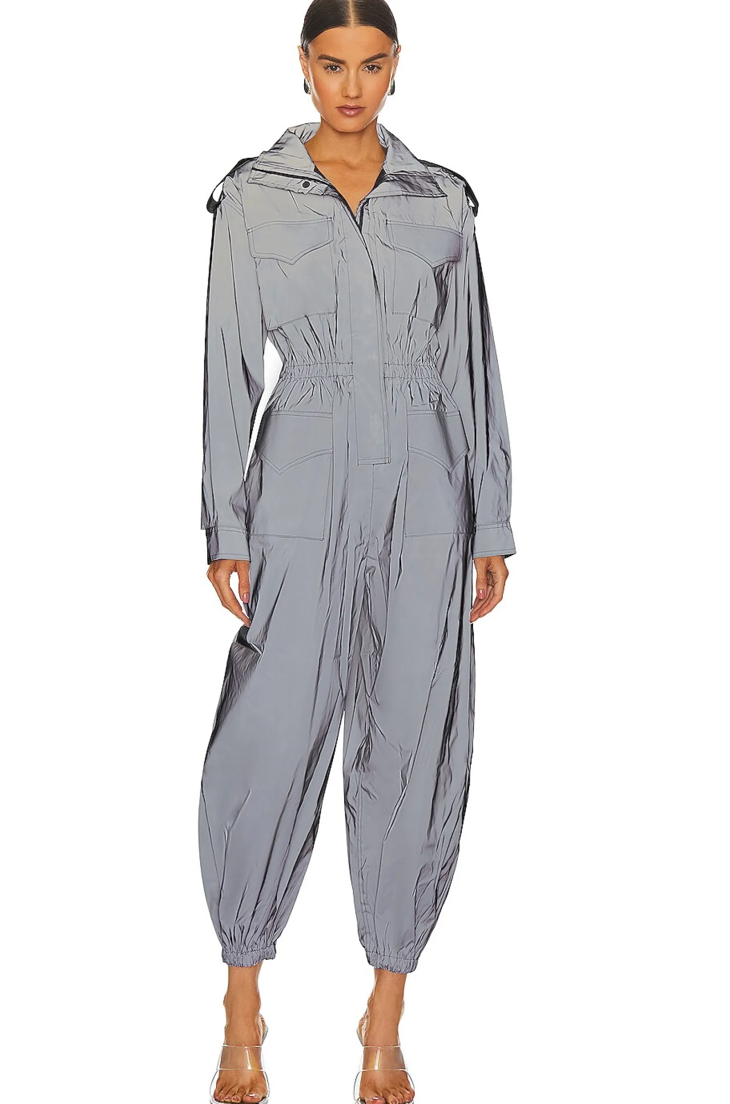 Women Norma Kamali Jumpsuits>Oversized Turtle Cargo Jumpsuit