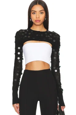 Women GUIZIO Jackets & Coats>Paillette Micro Crop Cardigan