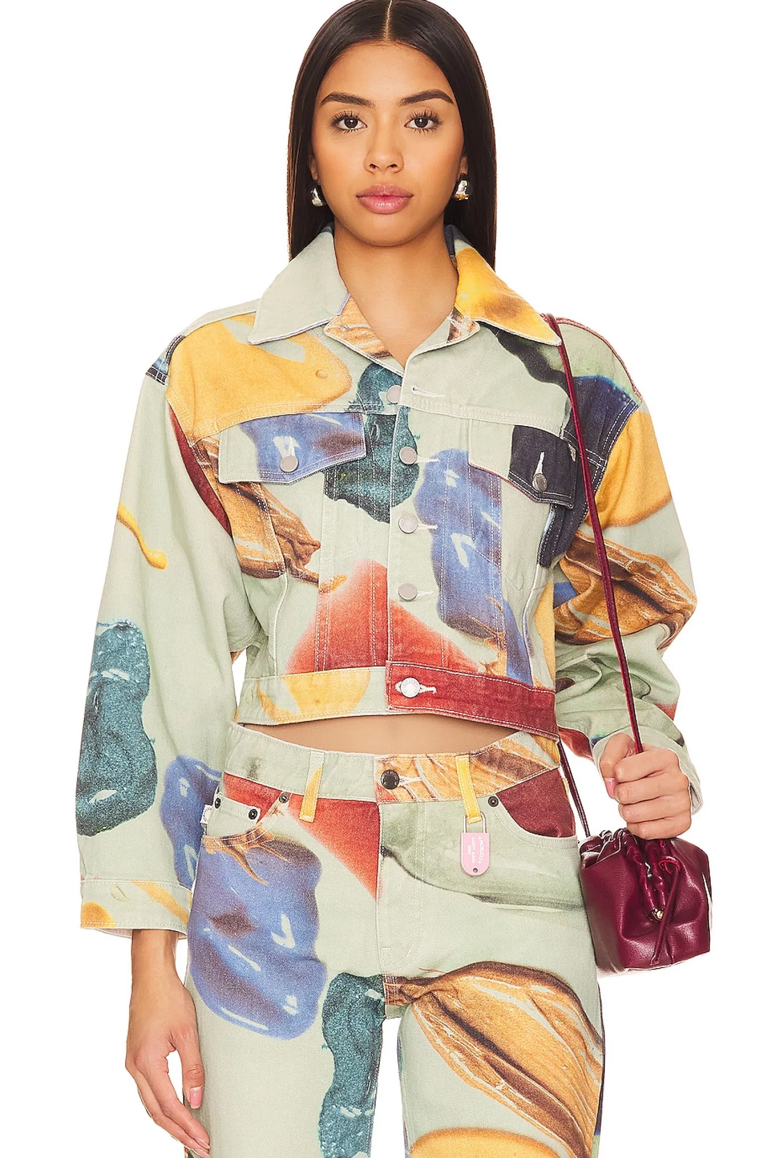 Women FIORUCCI Jackets & Coats>Paint Print Cropped Denim Jacket