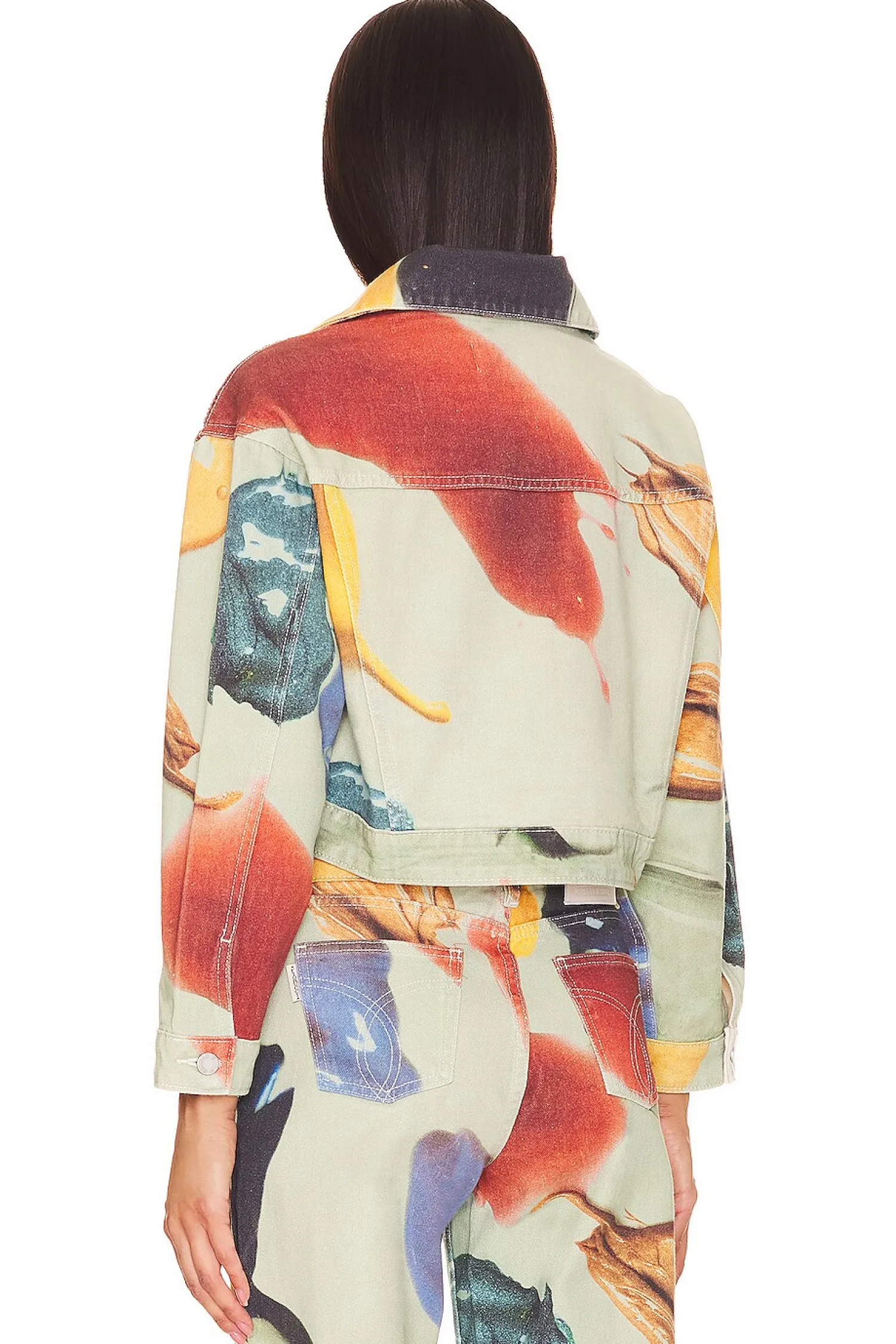 Women FIORUCCI Jackets & Coats>Paint Print Cropped Denim Jacket