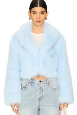 Women Free People Jackets & Coats>Paris Cropped Faux Fur Jacket In Ice Water