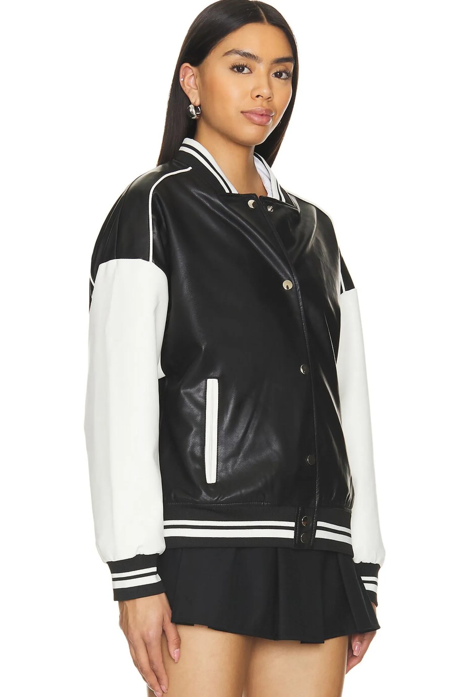Women superdown Jackets & Coats>Parker Faux Leather Varsity Jacket