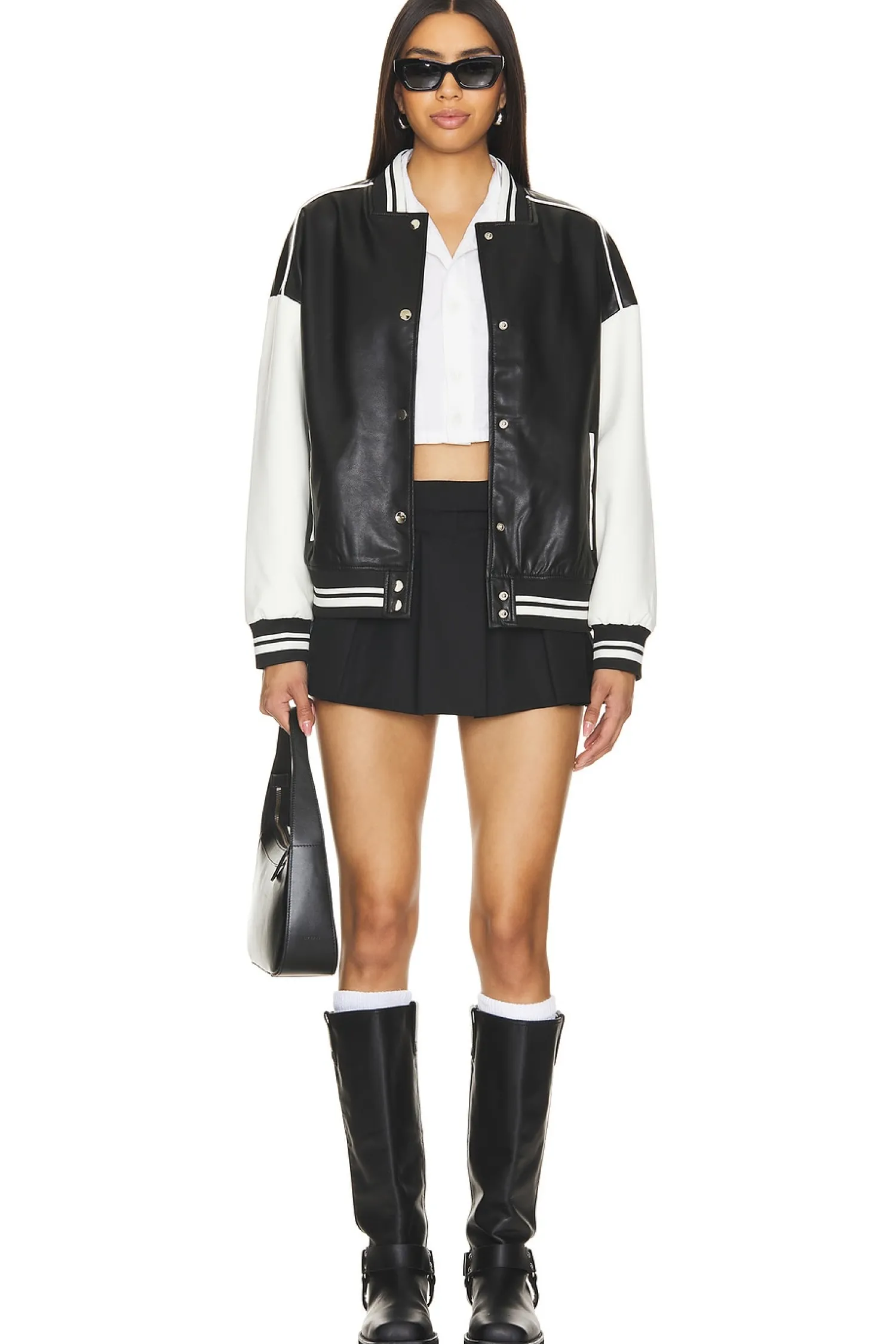 Women superdown Jackets & Coats>Parker Faux Leather Varsity Jacket