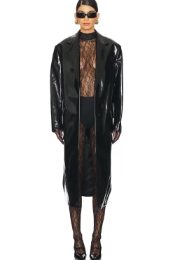 Women MSGM Jackets & Coats>Patent Faux Leather Coat