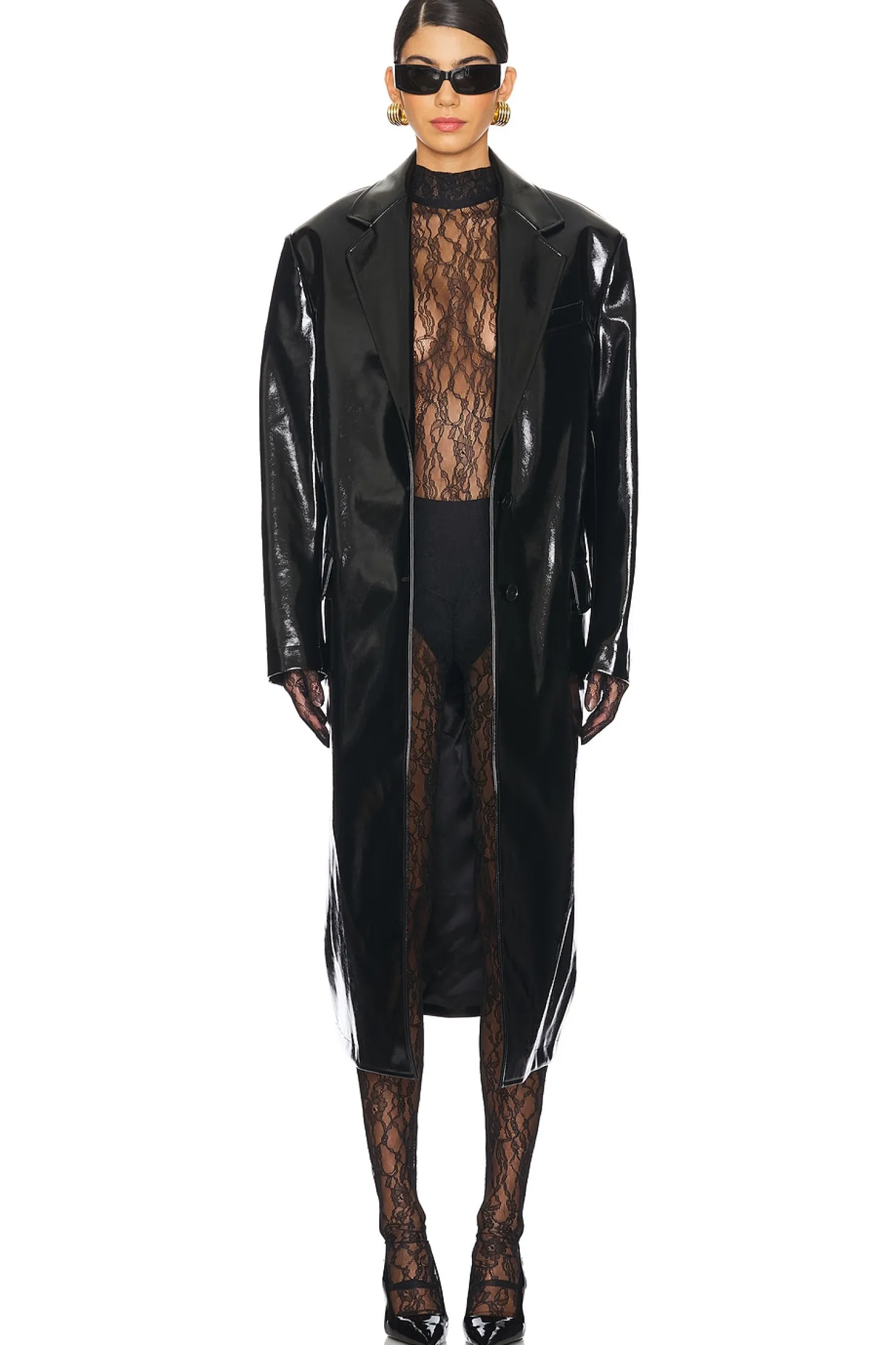 Women MSGM Jackets & Coats>Patent Faux Leather Coat