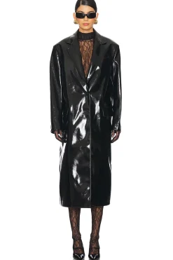 Women MSGM Jackets & Coats>Patent Faux Leather Coat