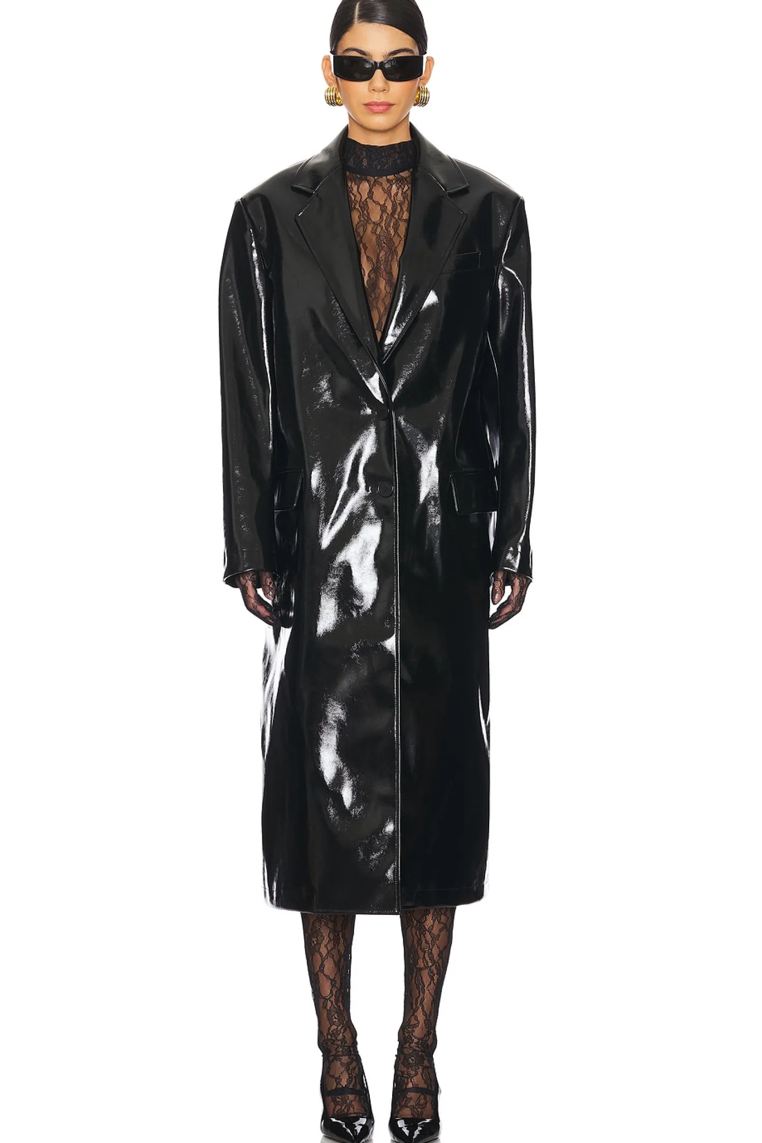 Women MSGM Jackets & Coats>Patent Faux Leather Coat