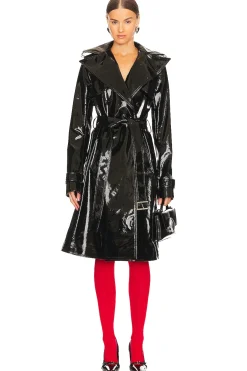 Women LaQuan Smith Jackets & Coats>Patent Leather Trench Coat