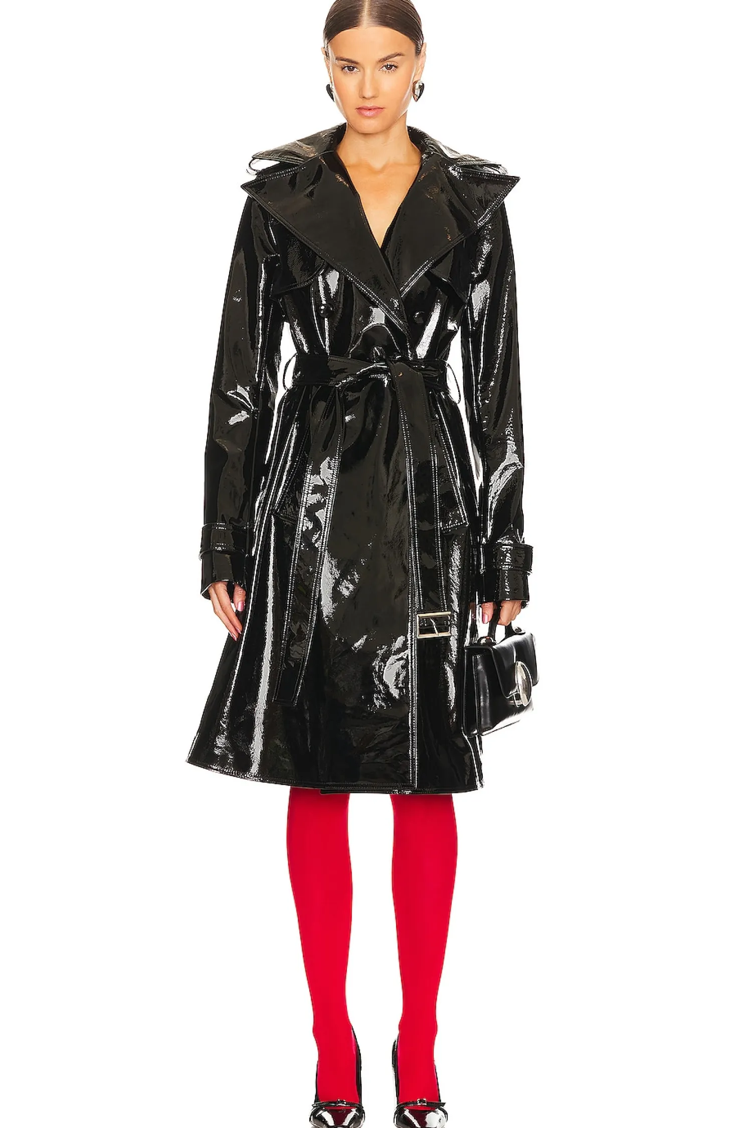 Women LaQuan Smith Jackets & Coats>Patent Leather Trench Coat