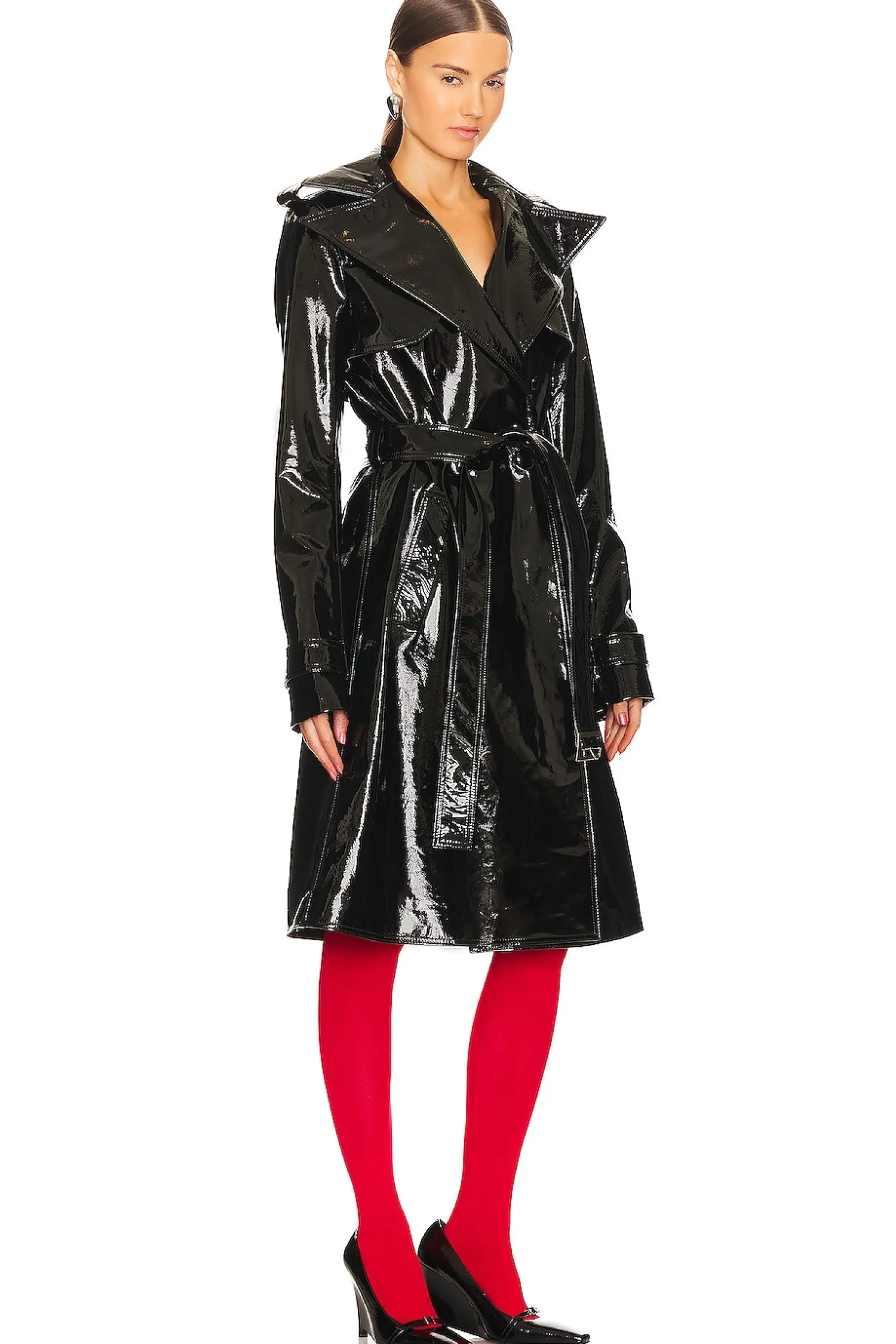 Women LaQuan Smith Jackets & Coats>Patent Leather Trench Coat