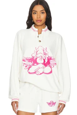 Women Boys Lie Loungewear>Pink Cherub University Henley Crewneck