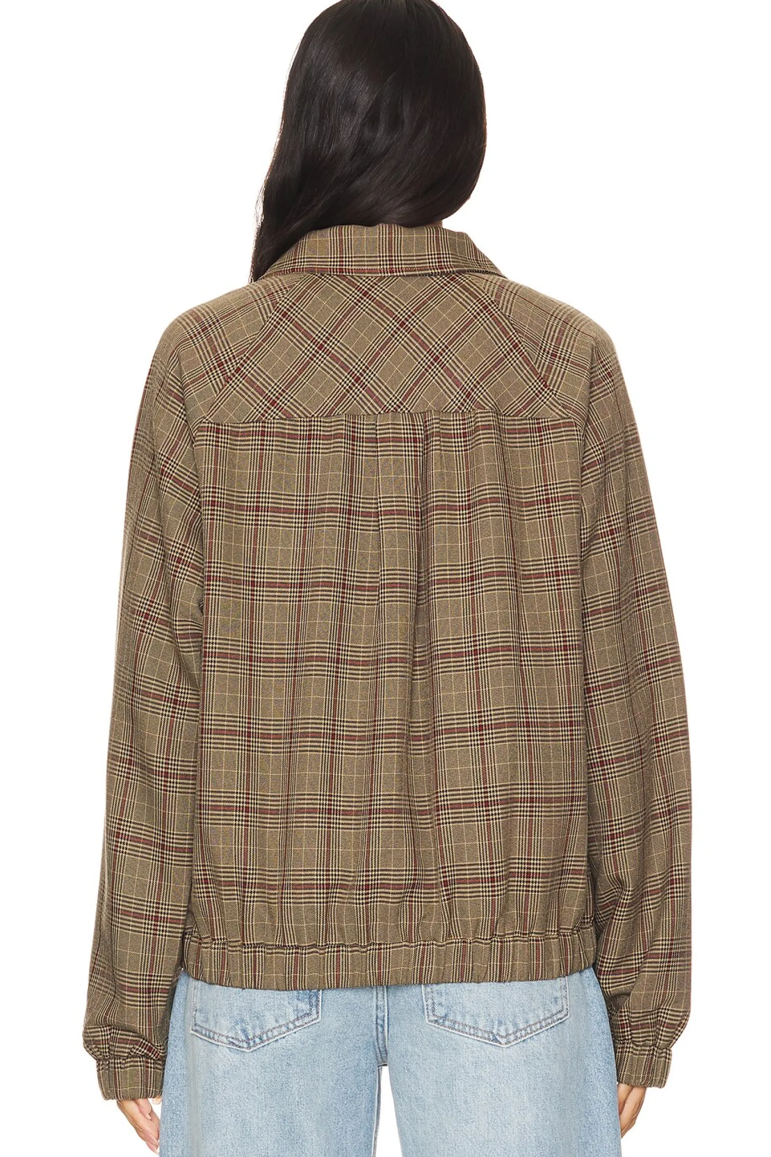 Women WAO Jackets & Coats>Plaid Bomber Jacket