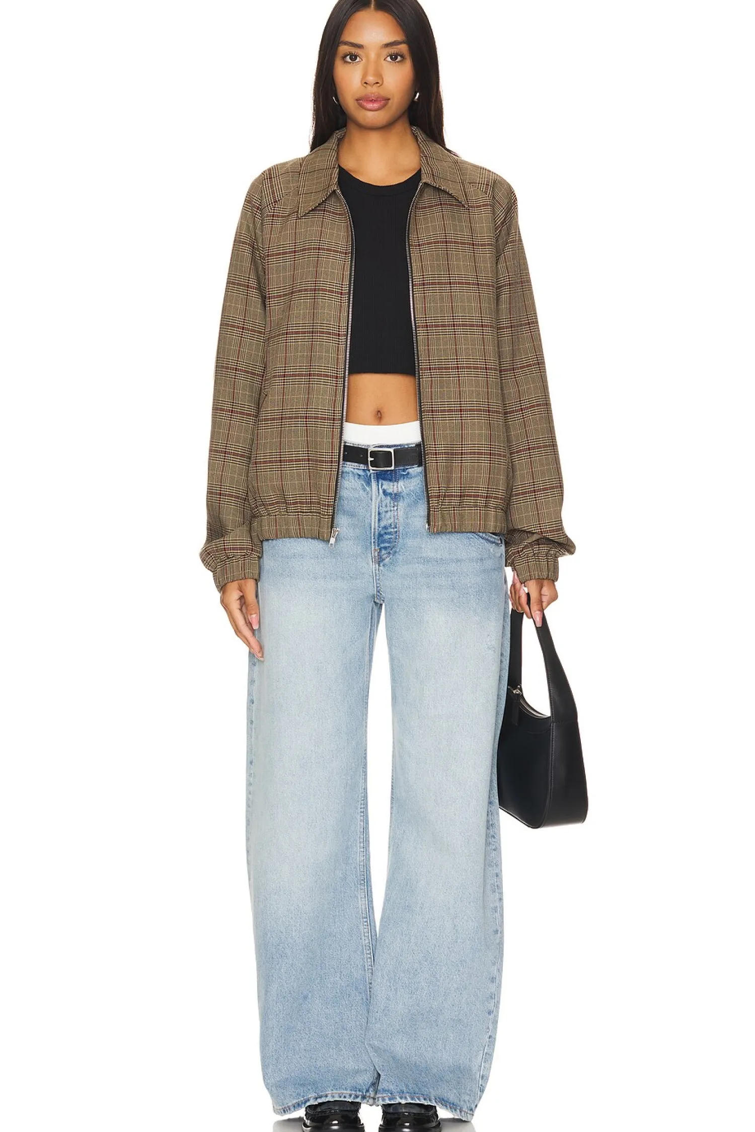Women WAO Jackets & Coats>Plaid Bomber Jacket