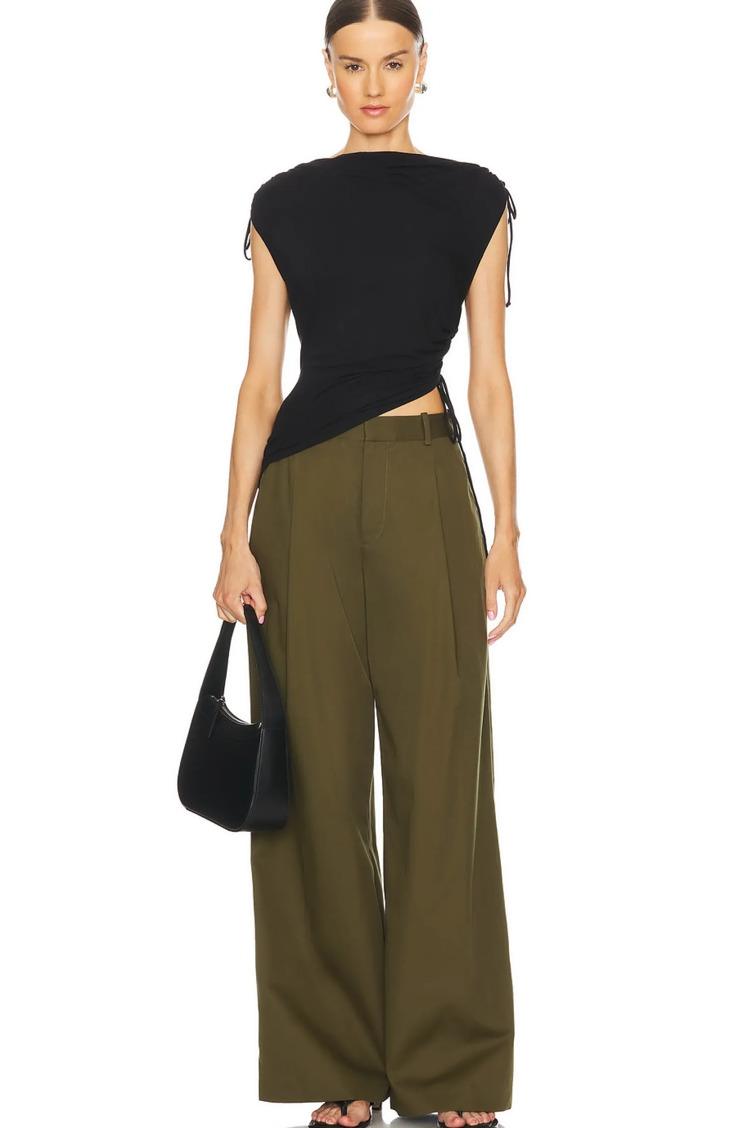 Women FRAME Pants>Pleated Wide Leg Pant
