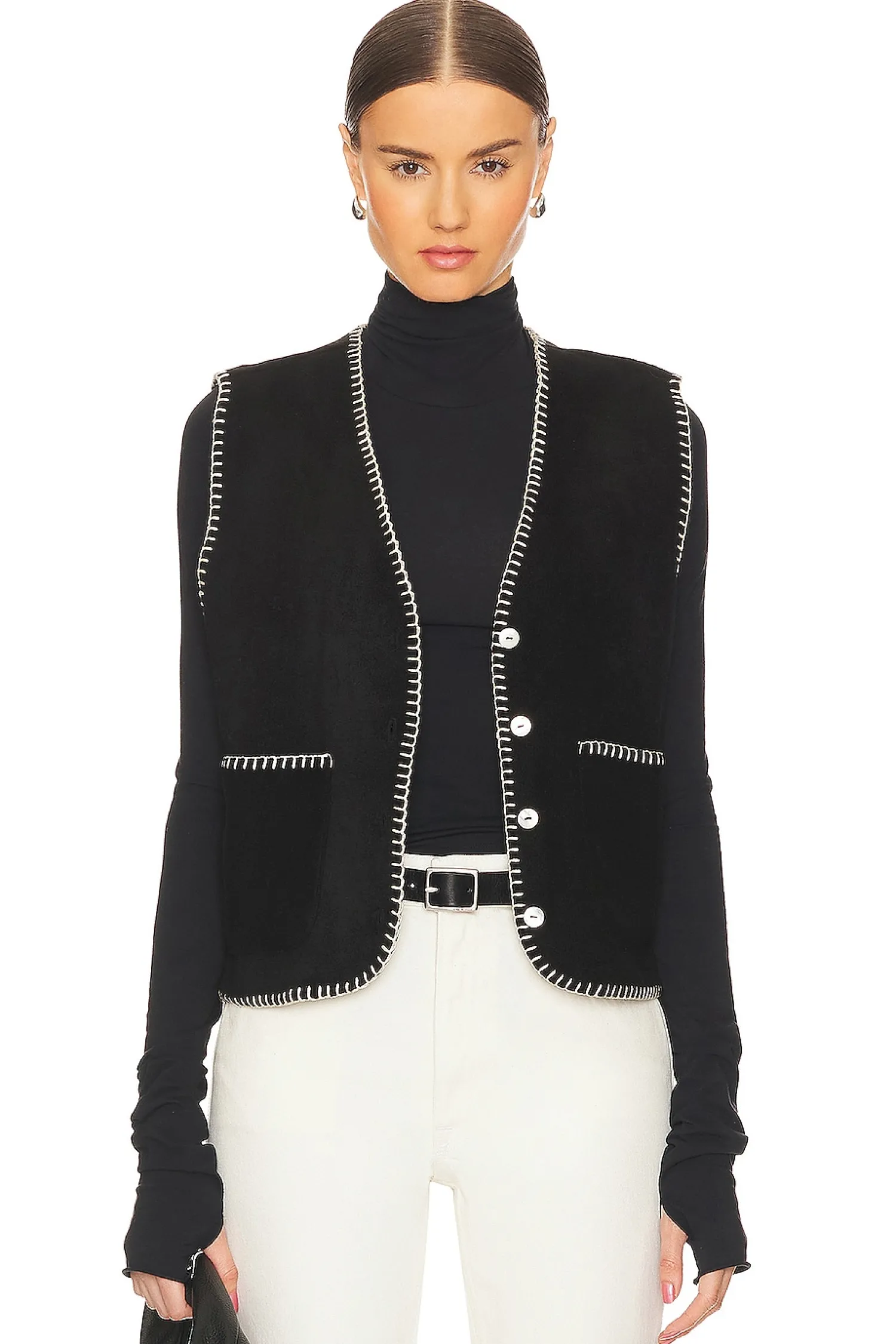 Women DONNI. Jackets & Coats>Polar Fleece Stitch Vest