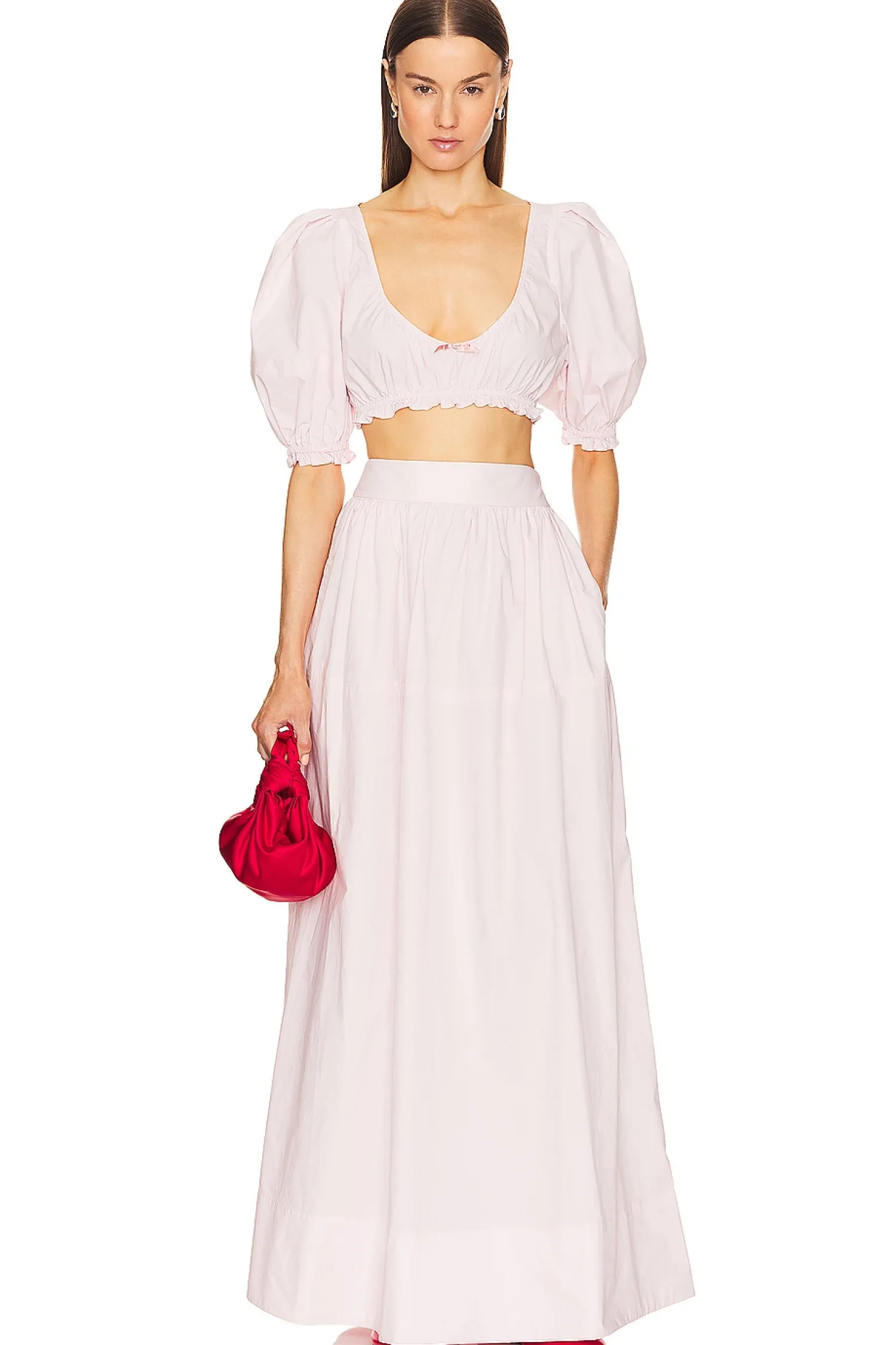 Women Helsa Matching Sets>Poplin Cropped Peasant Top